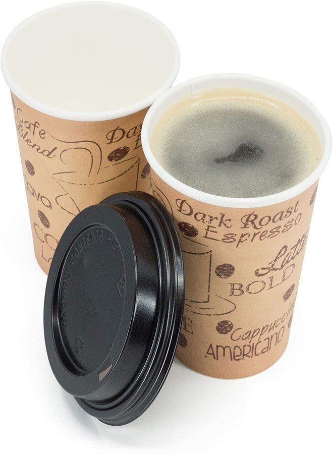 ECODESIGN-US 10 Ounce Disposable Paper Coffee Cups with Black Lids - 50 Sets - Coffee Cappuccino To Go Medium Portion - Image 4